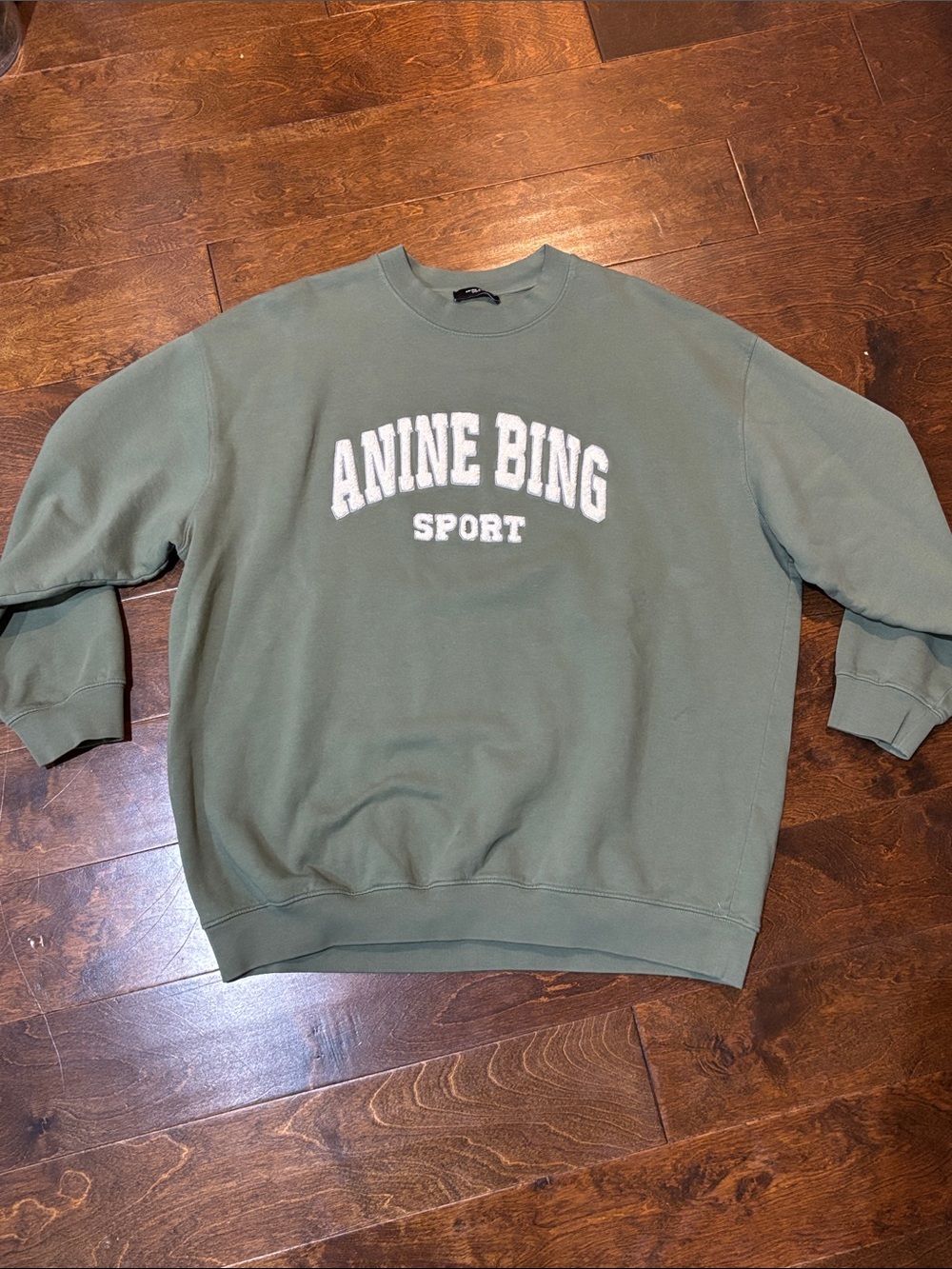 ANINE BING SPORT Tyler Green Crewneck Sweatshirt size Medium White Puffy Logo